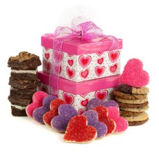 Pink Hearts Tower (16 cookies & 6 brownies & 10 heart cookies)