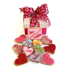 Be Mine Sugar Cookie Collection (6 white chocolate hearts and 5 conversation hearts and 1 royal iced 