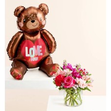 Floral Fantasy Bouquet with Love Bear Balloon (Extra Large)