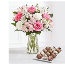 Deliciously Decadent™ Cherished Blooms & Drizzled Strawberries (Cherished Blooms Bouquet Only & 12ct Drizzled Strawberries)