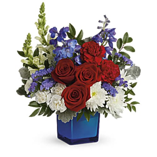 Red, White, & Blooms Bouquet (Deluxe)