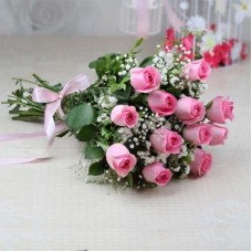 Bunch Of 10 Pink Roses (Double Quantity)