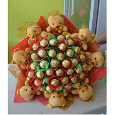 Chocolate Bouquet Of 48 Ferrero & Teddies (As Shown)