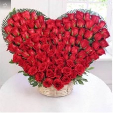 Heart Shaped Basket Of 100 Red Roses (As Shown)