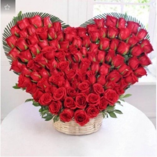 Heart Shaped Basket Of 100 Red Roses (As Shown)
