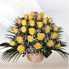 Vivid 25 Yellow Roses Basket (As Shown)