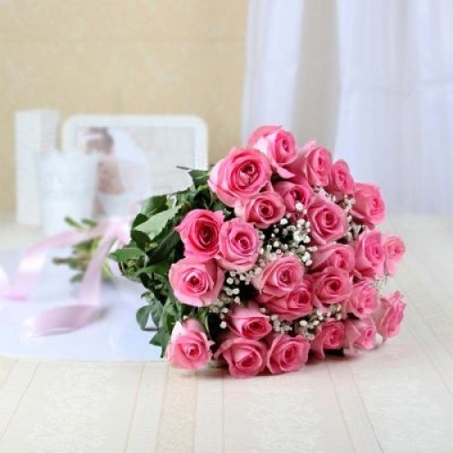 Bunch Of 24 Pink Roses (As Shown)