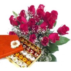 20 Roses 1 Kg Assorted Mithai (As Shown)