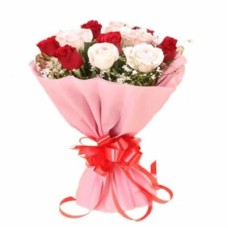 Bunch Of 15 Red & White Roses (As Shown)