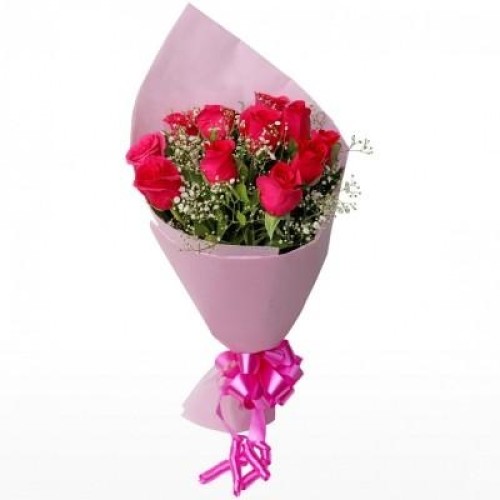 Bouquet Of 10 Pink Roses (As Shown)