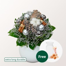 Bouquet WintergruÃŸ with vase & 3 Ferrero Giotto