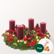 Wreath Bordeaux Glory (Ã˜ 40 cm) with 3 Ferrero Giotto