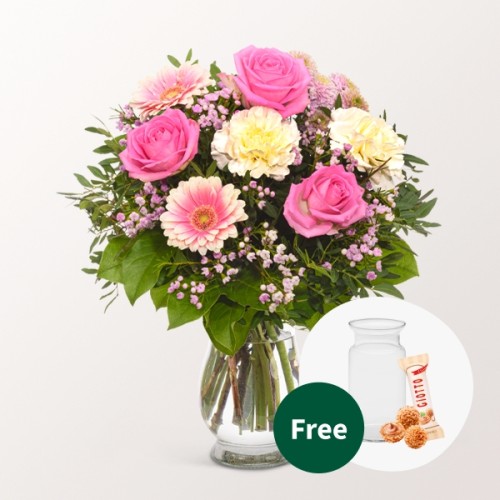 Flower Bouquet HerbstglÃ¼ck with vase & 3 Ferrero Giotto