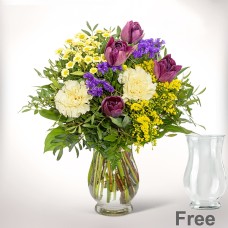Flower bouquet spring garden with vase
