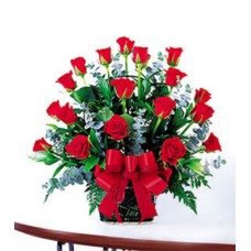 22 Red roses basket