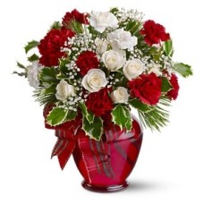 Carnations and Rose Vase Arrangement
