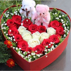 Buring love (red+white roses)