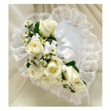 White Satin Casket Heart Pillow (Basic)
