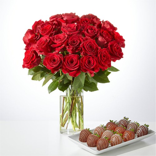 Red Rose Bouquet and Berry Bundle (12 Roses with Berries)