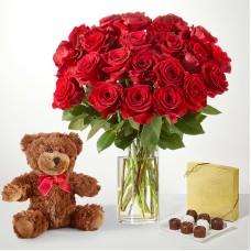 Red Roses Gift Sets (12 Roses and Chocolate)