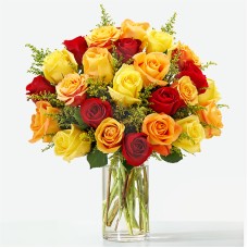 Sunlit Fall Rose Bouquet (12 Roses)