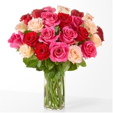 The Flirt Rose Bouquet (12 Roses with Glass Vase)
