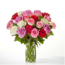 Full Heart Rose Bouquet (12 Roses with Glass Vase)