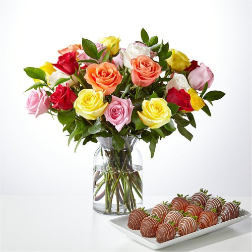 Mixed Roses and Berry Bundle (24 Roses with Berries)