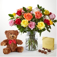 Mixed Roses Gift Sets (12 Roses and Chocolate)