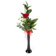 Single Red Rose with Vase