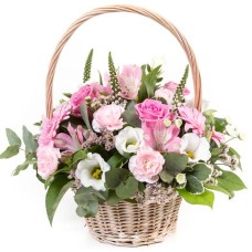 Pink and Cream Basket Arrangement (Large)