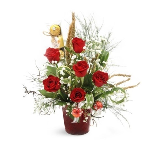 Red Rustic (6 roses)