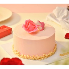 PINK ROSE LOVE HEART RIBBON CAKE 750G (1.6LBS)