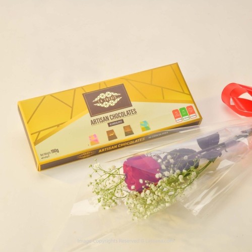 LA TREATS - ARTISAN CHOCOLATES 16PCS WITH FREE SINGLE RED ROSE