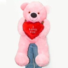 PINK TEDDY BEAR (XXL) WITH I LOVE YOU HEART