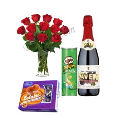 Chocolate W/ Chips, juice & Flower