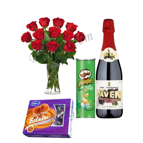 Chocolate W/ Chips, juice & Flower