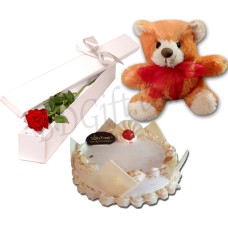 Flower W/ Teddy Bear and cake