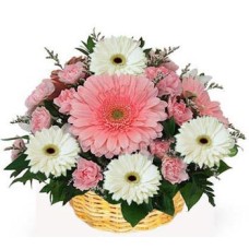 Gerbera And Carnations In A Basket