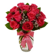 12Pcs Red Roses In A Vase