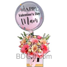 (002) Mixed Flowers W/ Customized Balloons