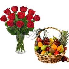 Flowers & fruit basket