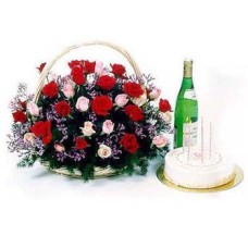 Rose Basket - sparkling Non Alcoholic juice and Cake