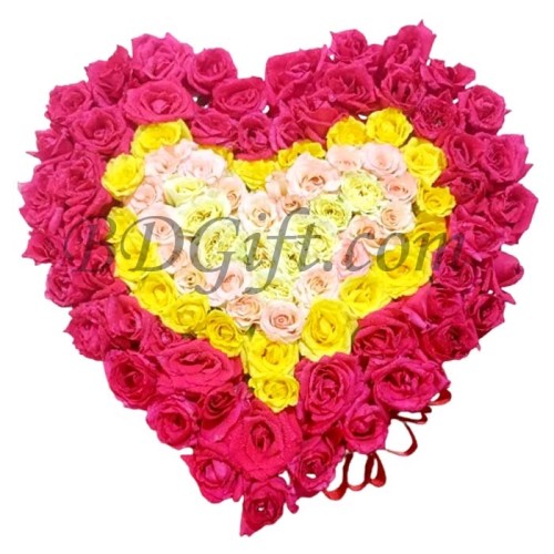 50 Roses W/ Heart Shaped box