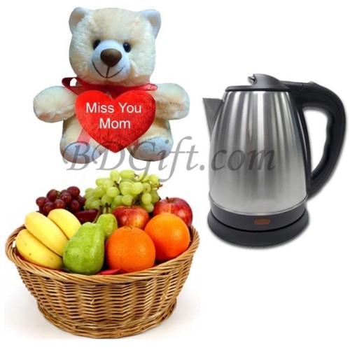 Fruit basket W/ teddy bear & Kettle