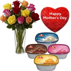 Ice-cream W/ Mixed Roses & Pillow