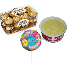 Ferrero rocher chocolates with mom balloon & rosmalai