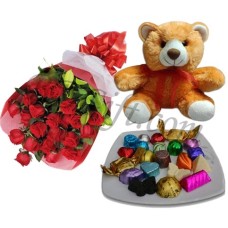 (49) Chocolate W/ Flower & Teddy Bear