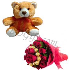 Chocolate W/ Flower & Teddy Bear
