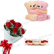 Flower W/ Chocolate & Teddy Bear